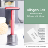 Rasierhobel - Red inkl. GRATIS Ständer & 5 Klingen & Seifenschale