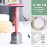 Rasierhobel - Red inkl. GRATIS Ständer & 5 Klingen & Seifenschale