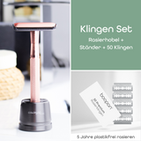 Rasierhobel - Roségold inkl. GRATIS Ständer & 5 Klingen